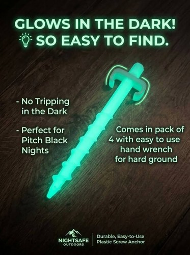 Glow the dark tent pegs - in,